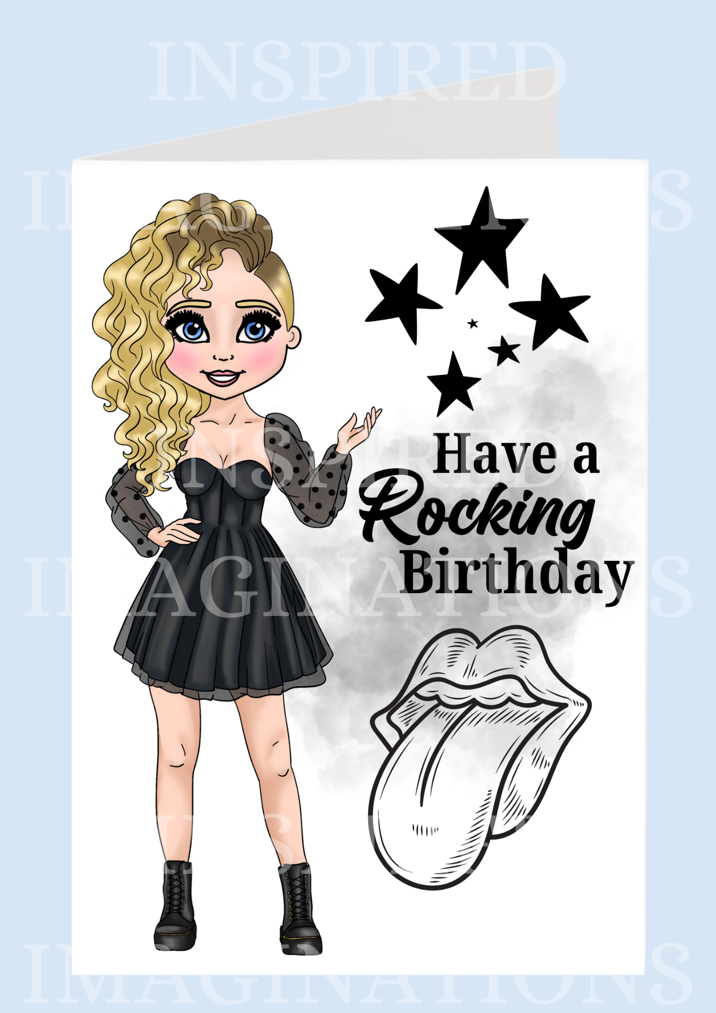 Roxy The Rock Star Black Dress Birthday Card