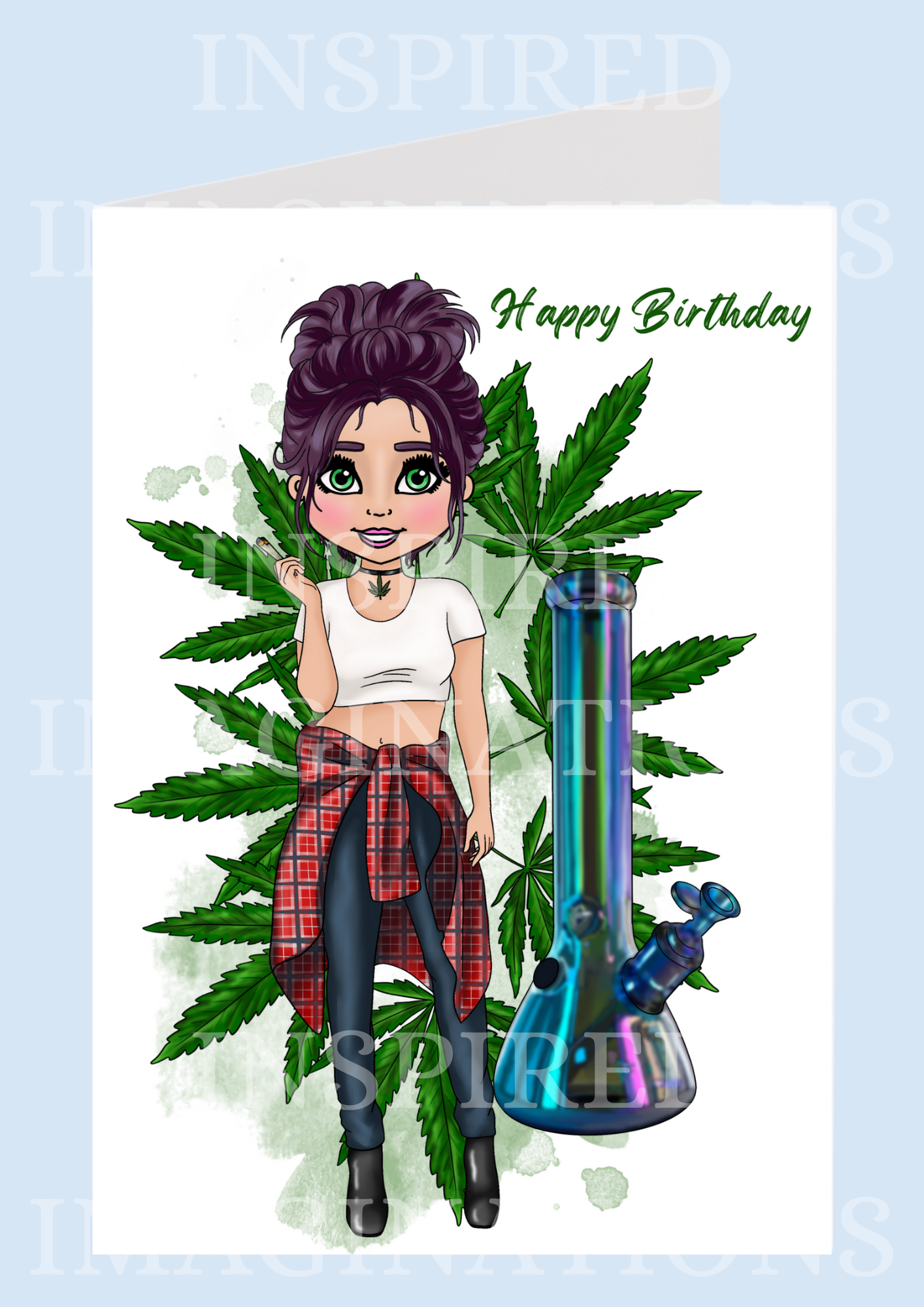 Green Lover Girl Birthday Card