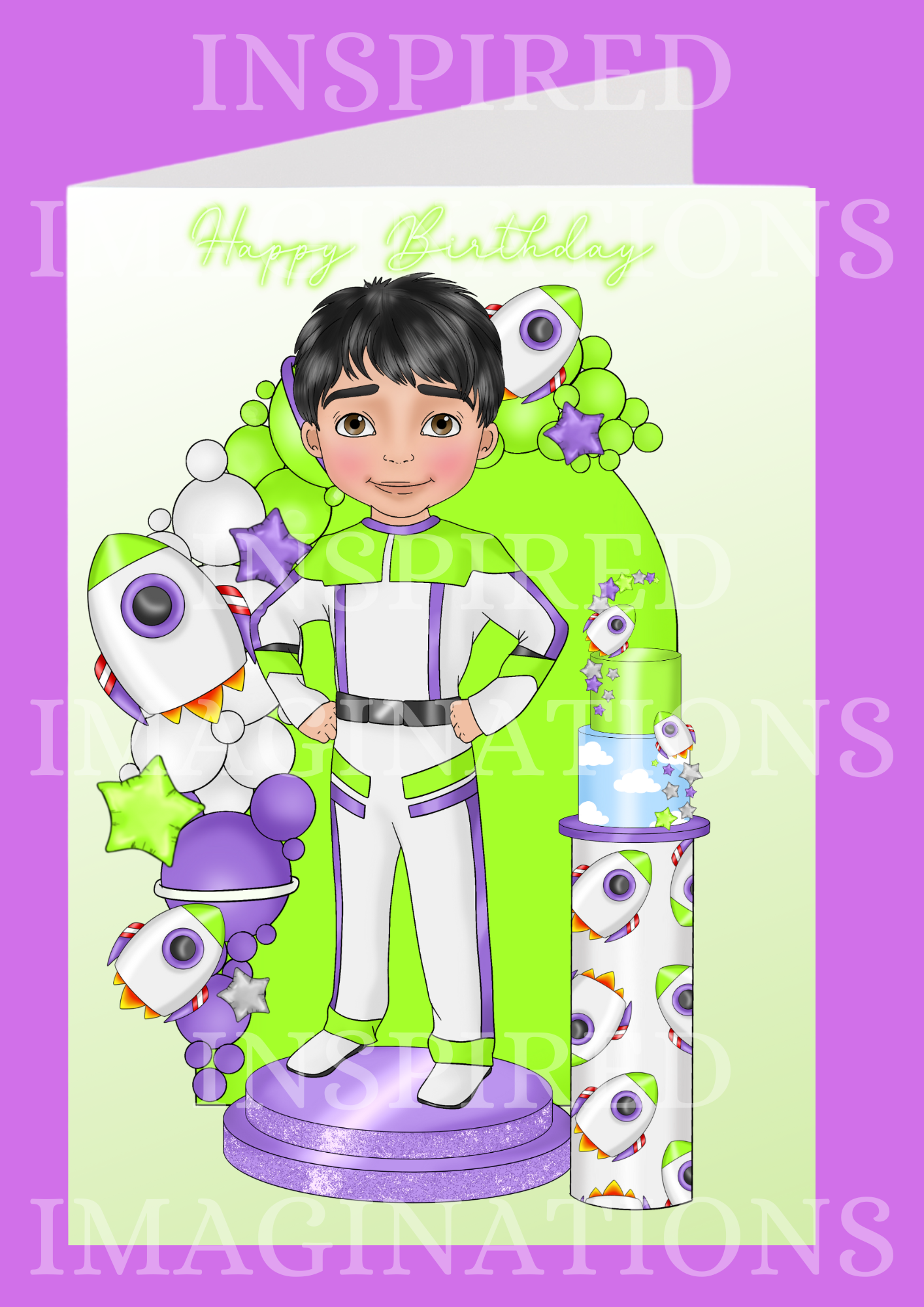 Space Land Birthday Card