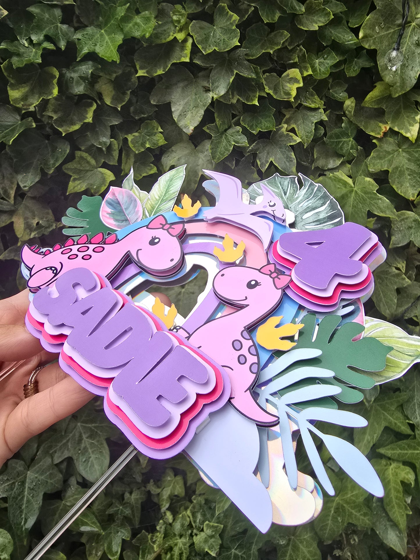Pink Dino Cake Topper