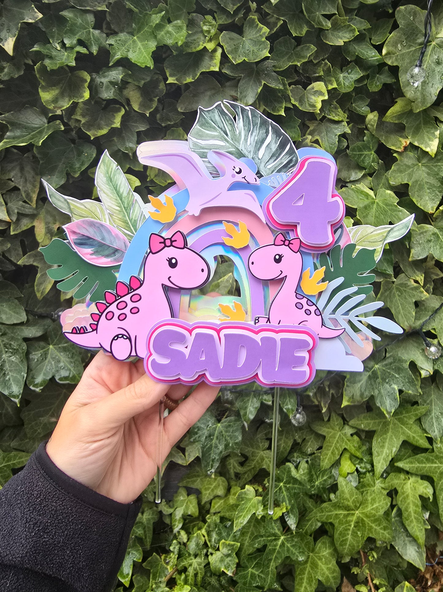 Pink Dino Cake Topper