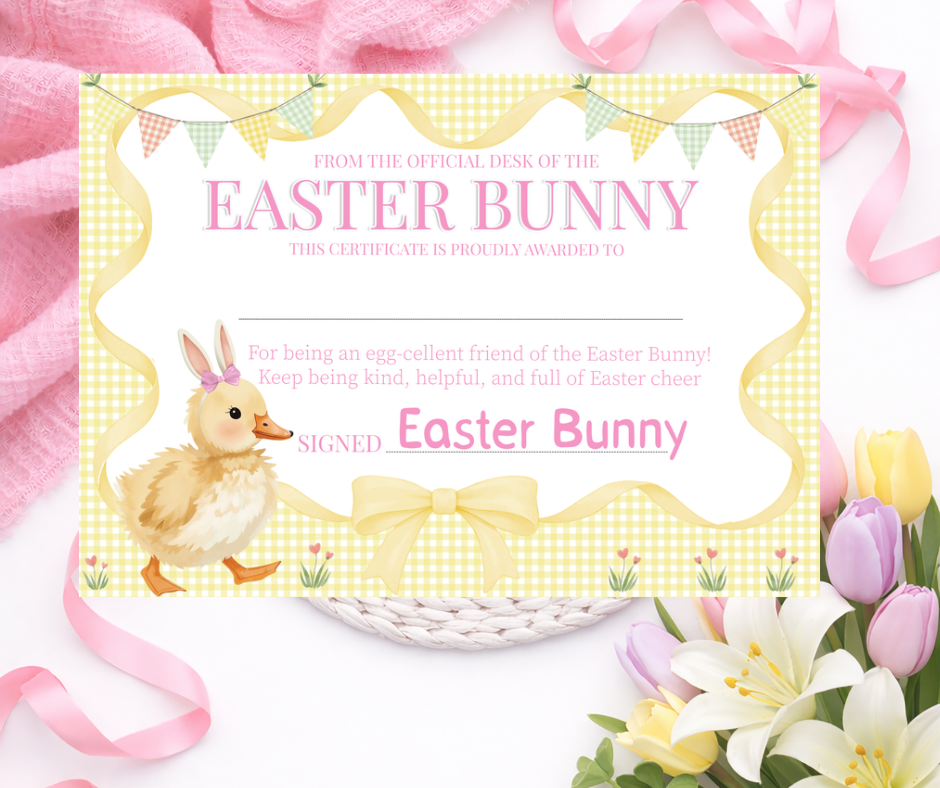 Personalised Easter Bunny Certificate Duck