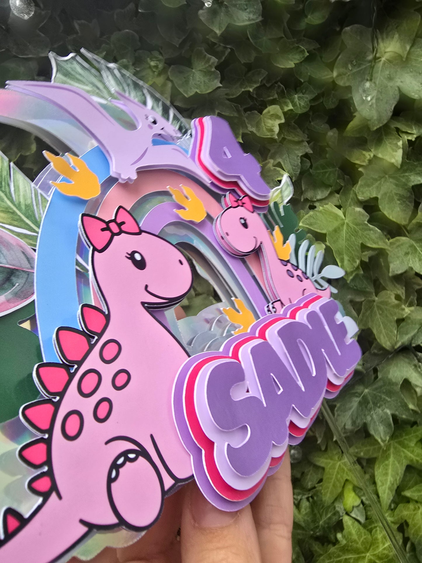 Pink Dino Cake Topper