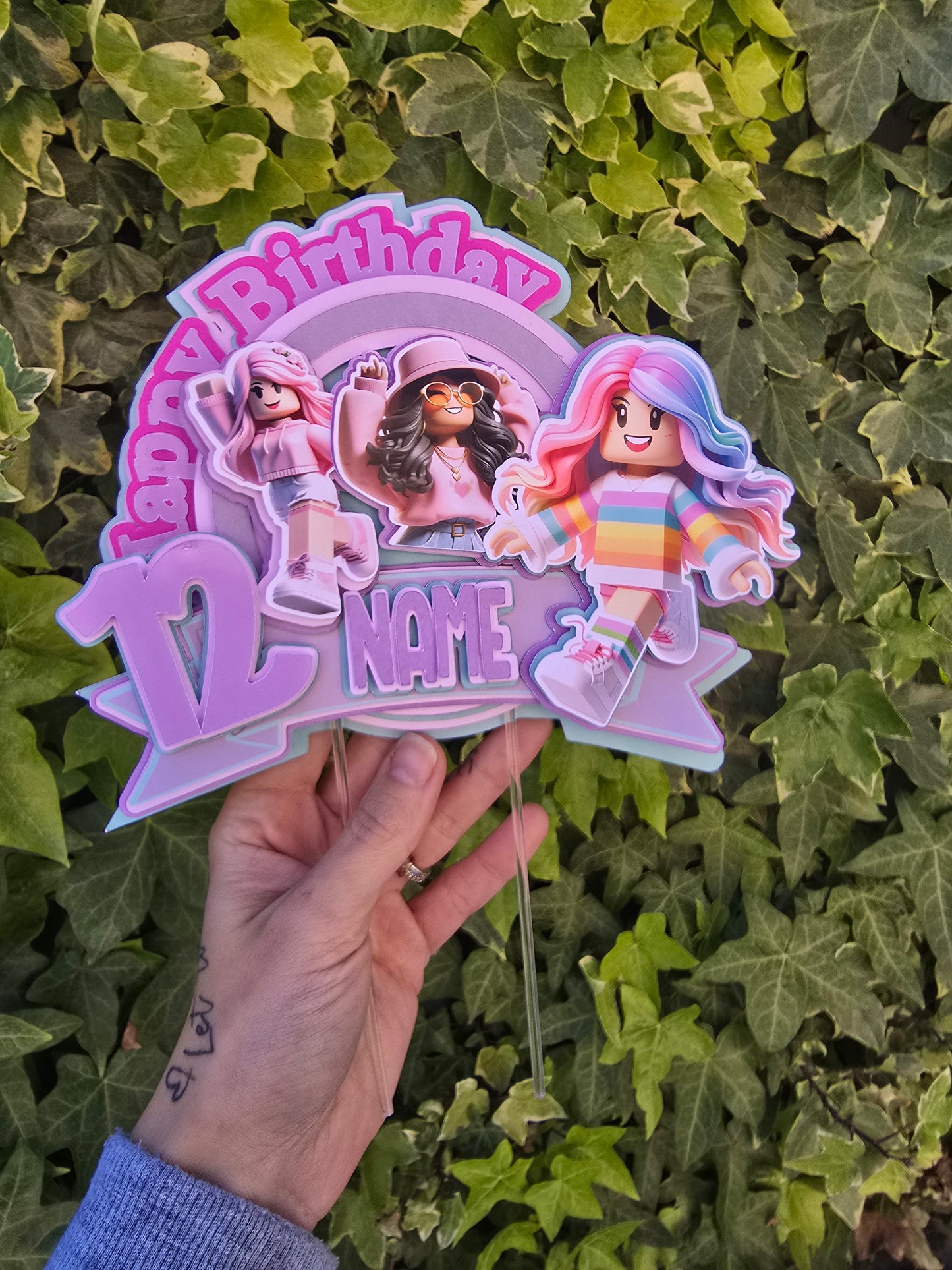 Girly Roblox Cake Topper