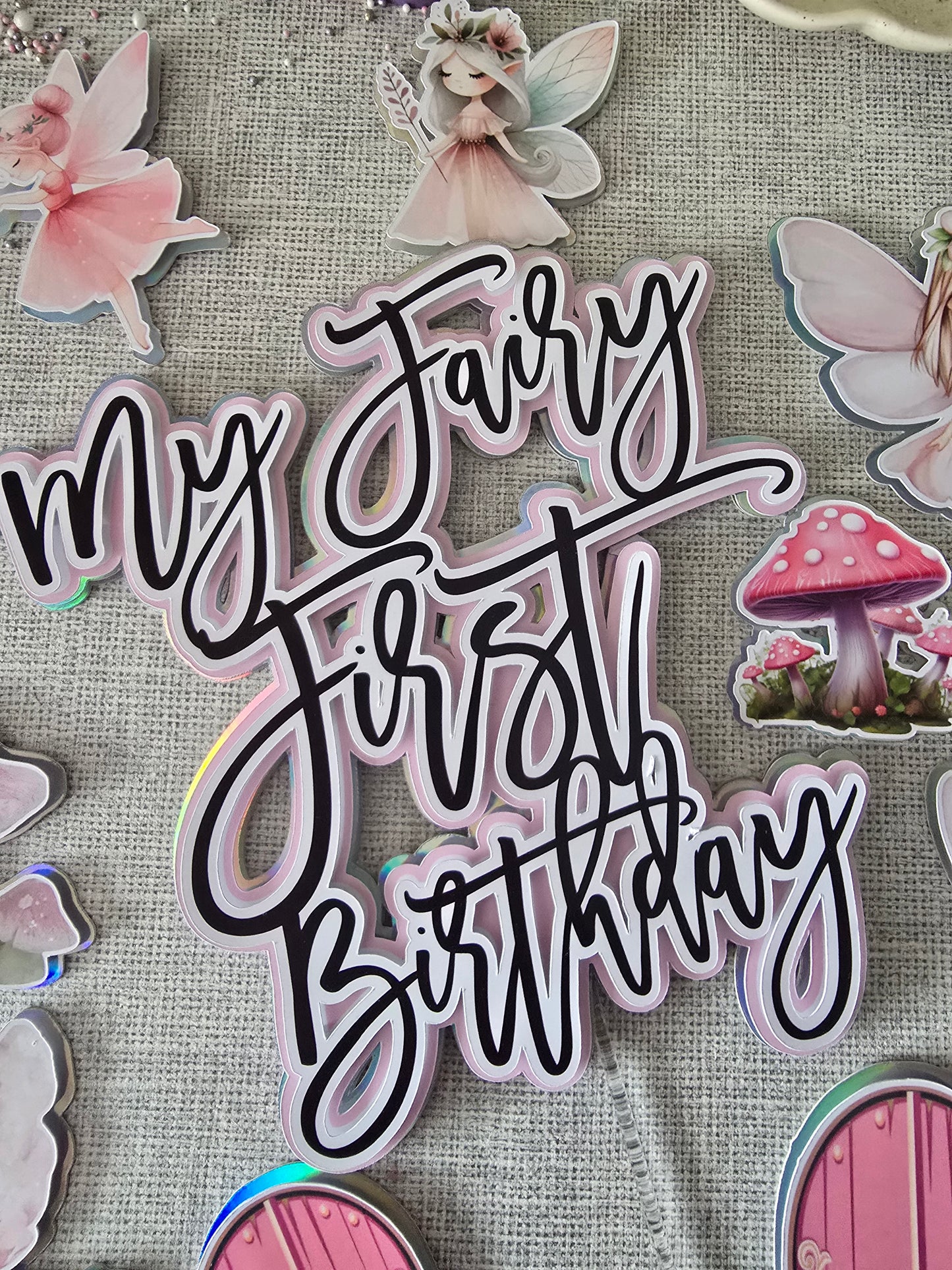 Fairy Cake Topper Set – My Fairy First Birthday Cake Decorations – Pink Fairy Party Cake Toppers – Fairy Theme Birthday