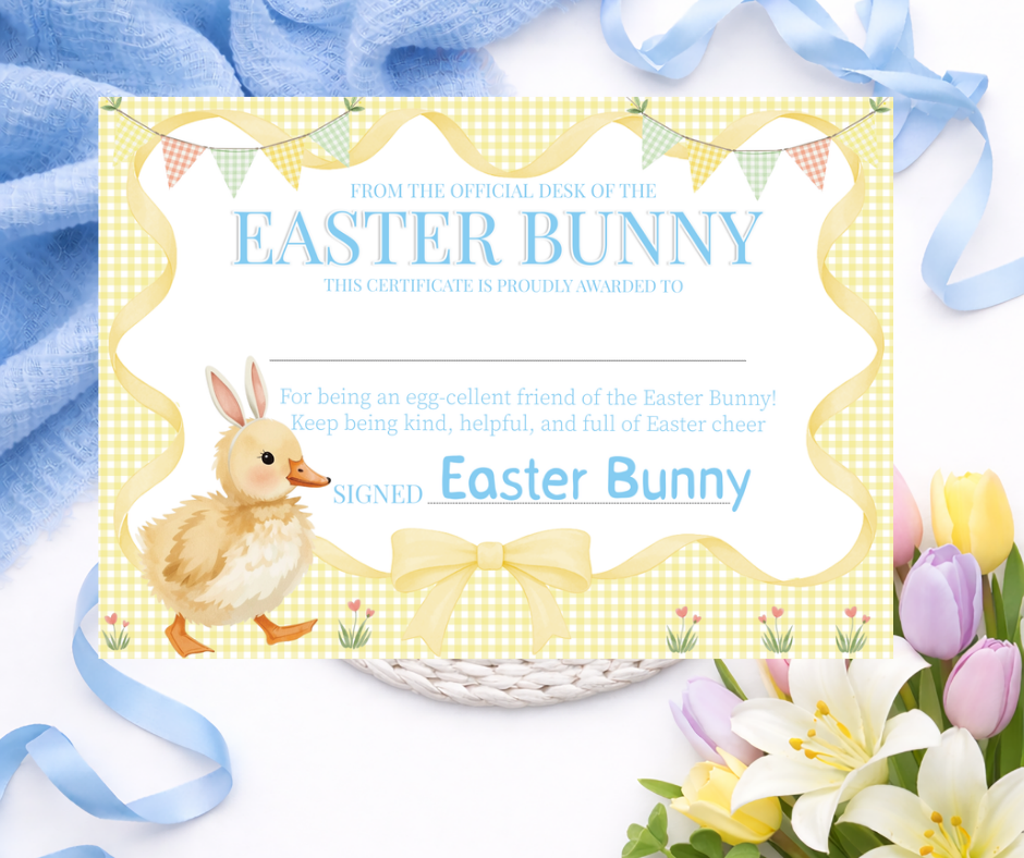 Personalised Easter Bunny Certificate Duck