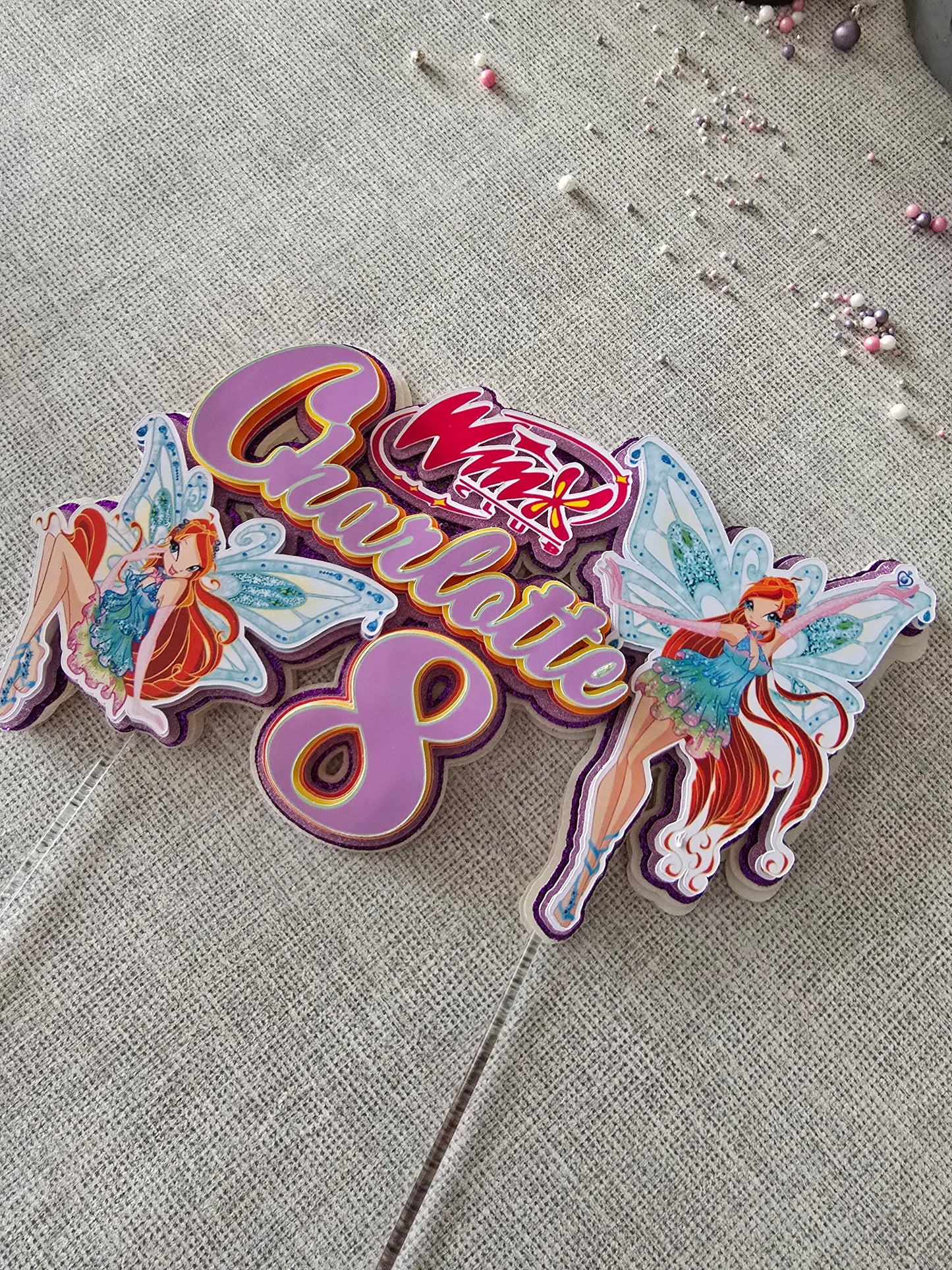 Personalised Fairy Birthday Cake Topper – Custom Name & Age Magical Fairy Party Decoration – Girls Birthday Cake Decor