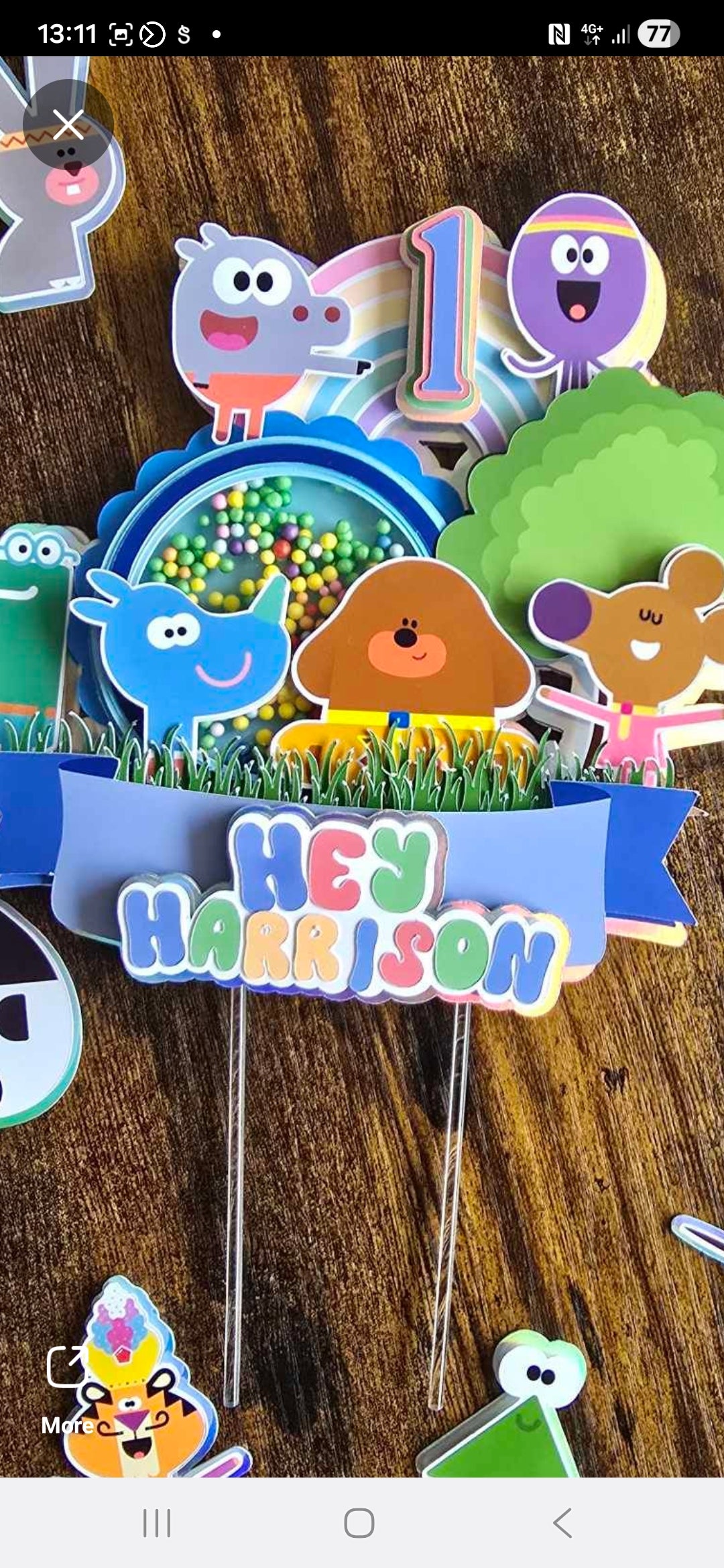 Colourful Cartoon Animal Cake Topper Set - Personalised Name & Age - Kids First Birthday Cake Decorations