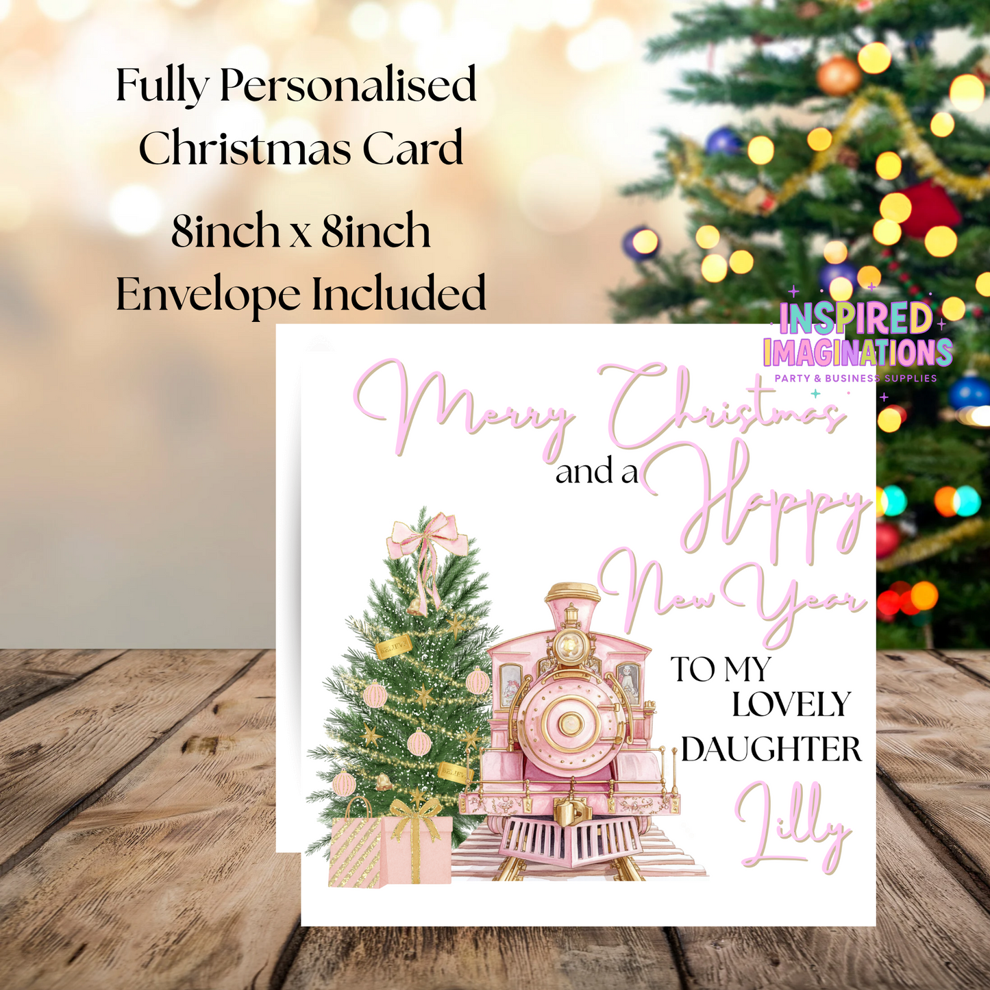 Pink Express Train Christmas Card