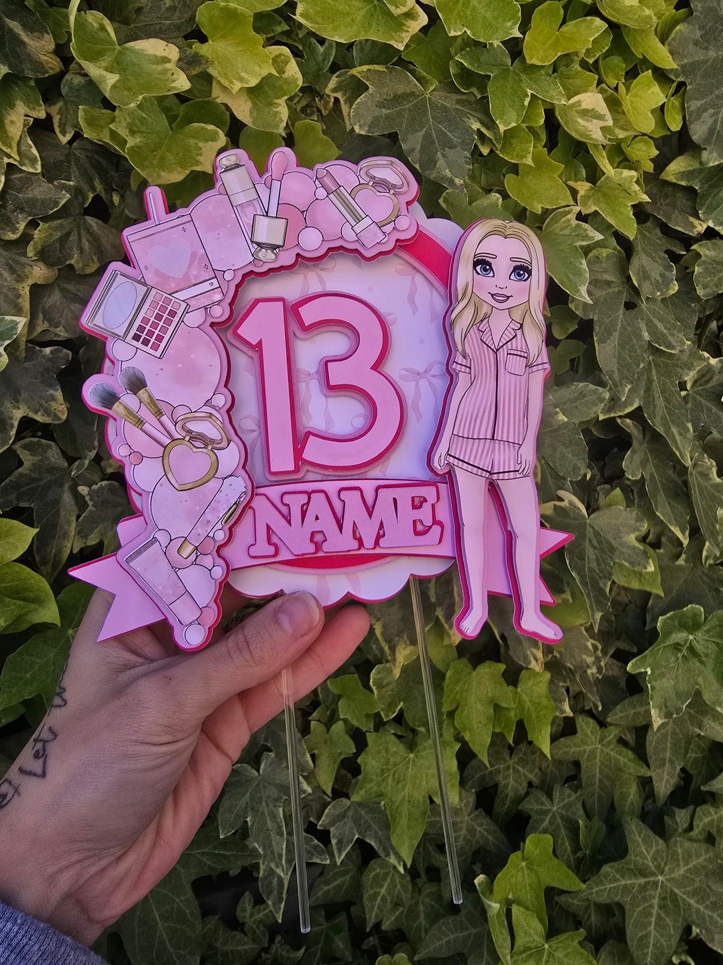 Pink Make Up Cake Topper