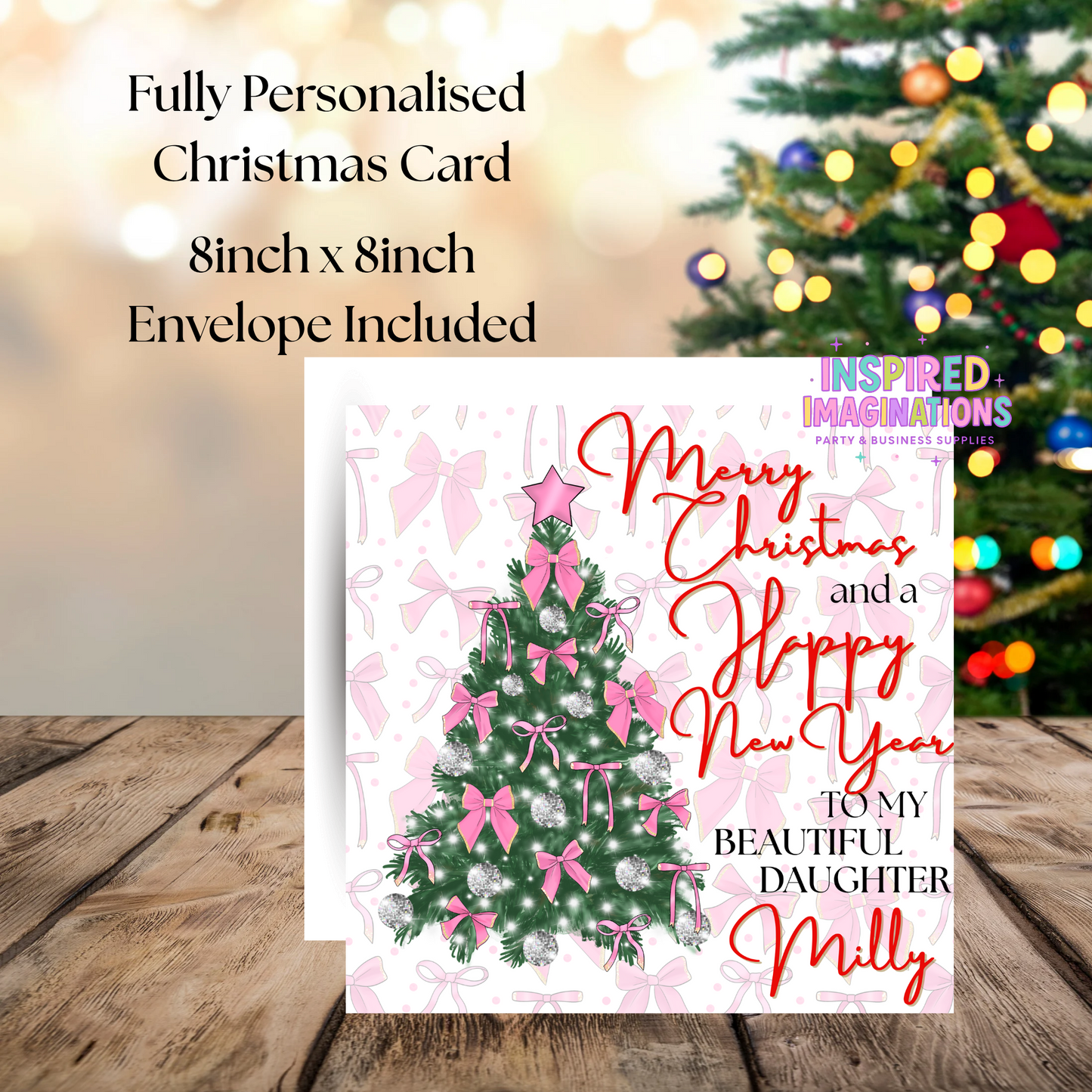 Pink Bow Christmas Card
