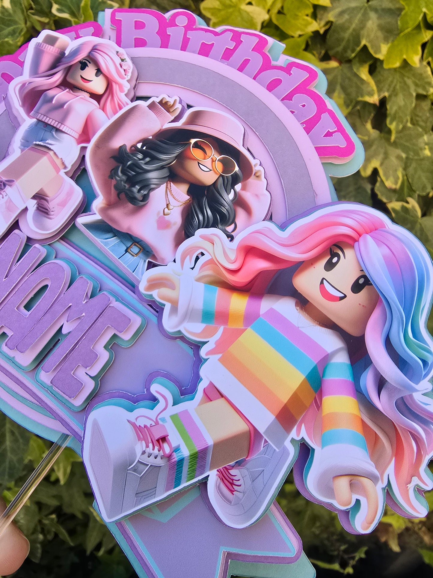 Girly Roblox Cake Topper