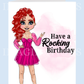 Roxy The Rock Star Pink Dress Birthday Card