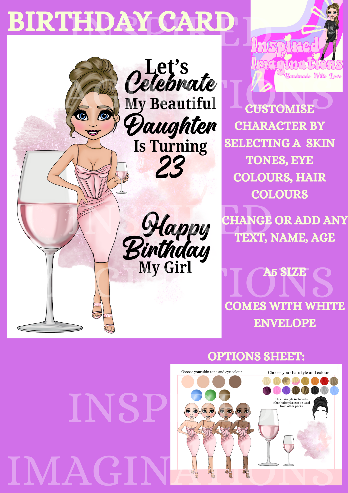 Rose Wine Birthday Card