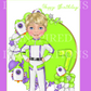 Space Land Birthday Card