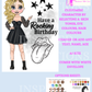 Roxy The Rock Star Black Dress Birthday Card