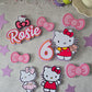Personalised Cute Kitty Cake Topper Set – Pink Bow Birthday Cake Decorations – Custom Name & Age – Cartoon Kitty Theme