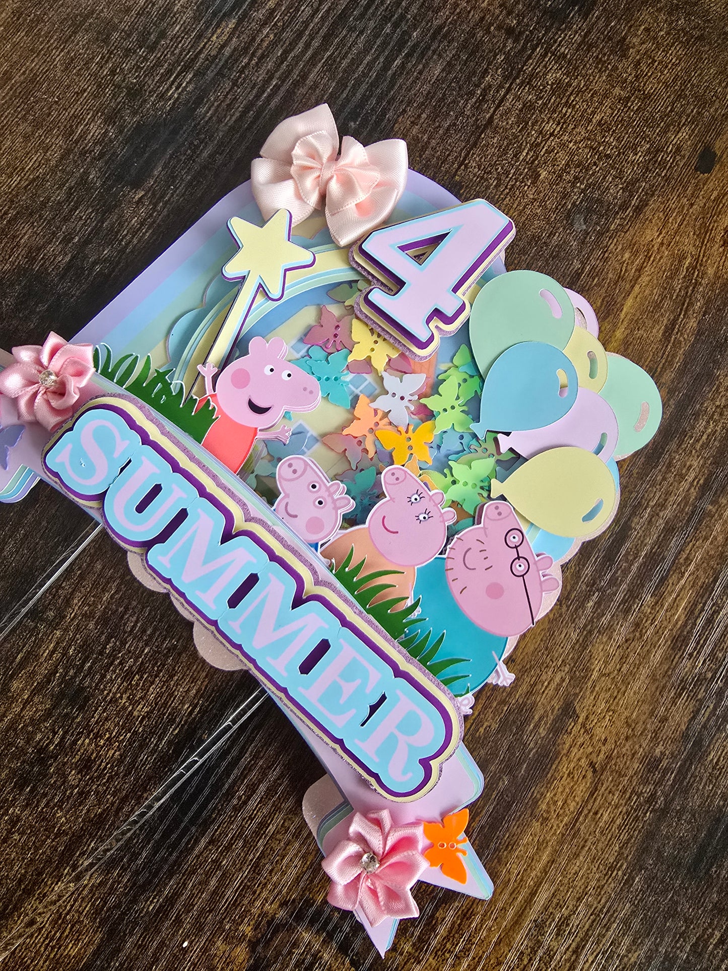 Personalised Peppa Pig Cake Topper – Rainbow Birthday Cake Topper – Peppa Pig Birthday Cake Decoration