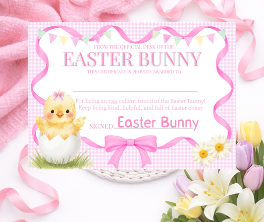 Personalised Easter Bunny Certificate Chick