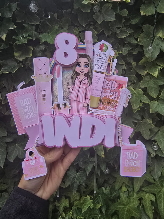 Pink Make Up Cake Topper