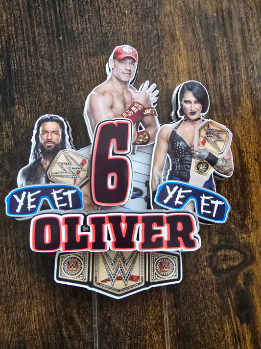 Personalised Wrestling Birthday Cake Topper – Custom Name & Age Champion Theme Decoration – Wrestling Party Cake Decor