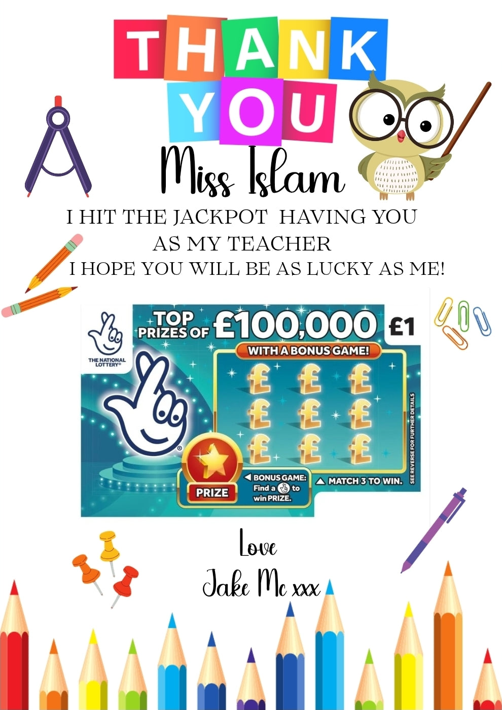 Teachers Scratch Card Style 1