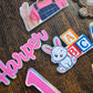 Personalised First Birthday Cake Topper Set – Custom Name & Age Kids Character Theme Cake Decorations – 1st Birthday Cake Topper