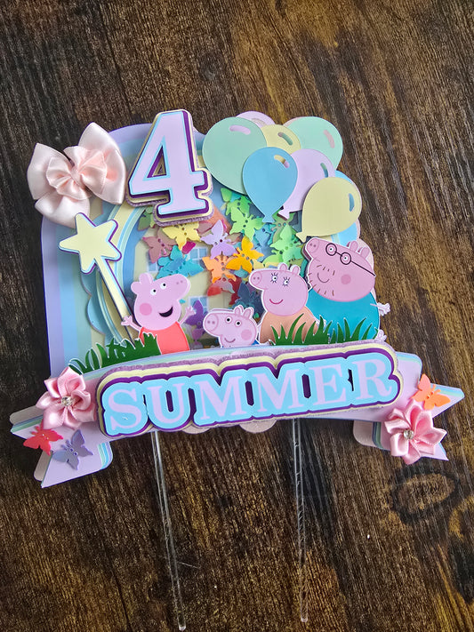 Personalised Peppa Pig Cake Topper – Rainbow Birthday Cake Topper – Peppa Pig Birthday Cake Decoration