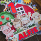Personalised Farm Birthday Cake Topper – Custom Name & Age Barnyard Party Decoration – Farm Animal Cake Decor