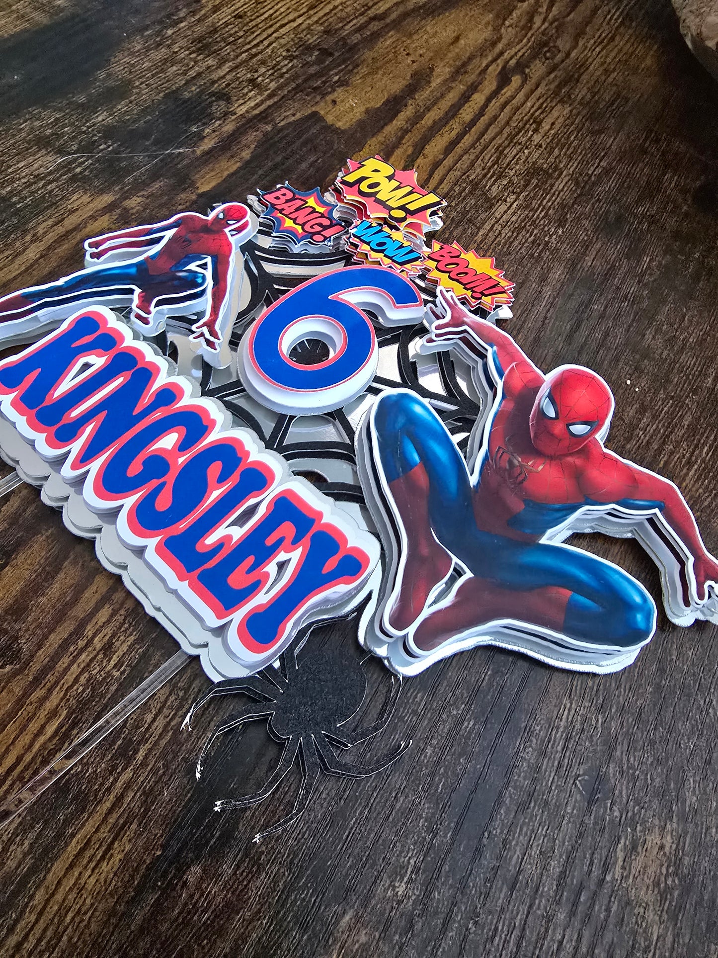 Superhero Inspired Cake Topper - Personalised Name & Age - Comic Style Birthday Decoration
