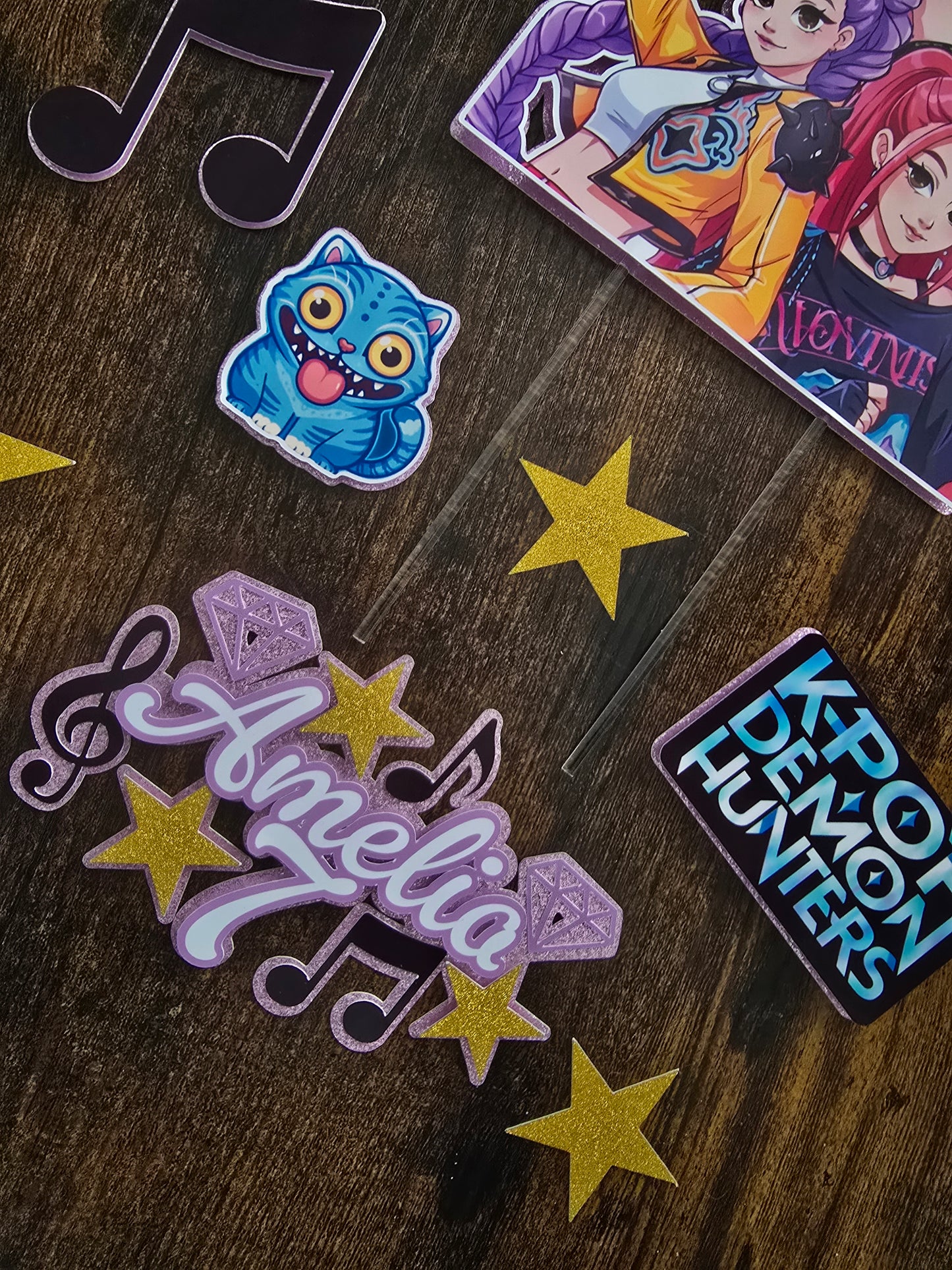 Personalised Pop Idol Cake Topper Set – Custom Name & Age Music Birthday Decoration – Pop Star Party Cake Decor
