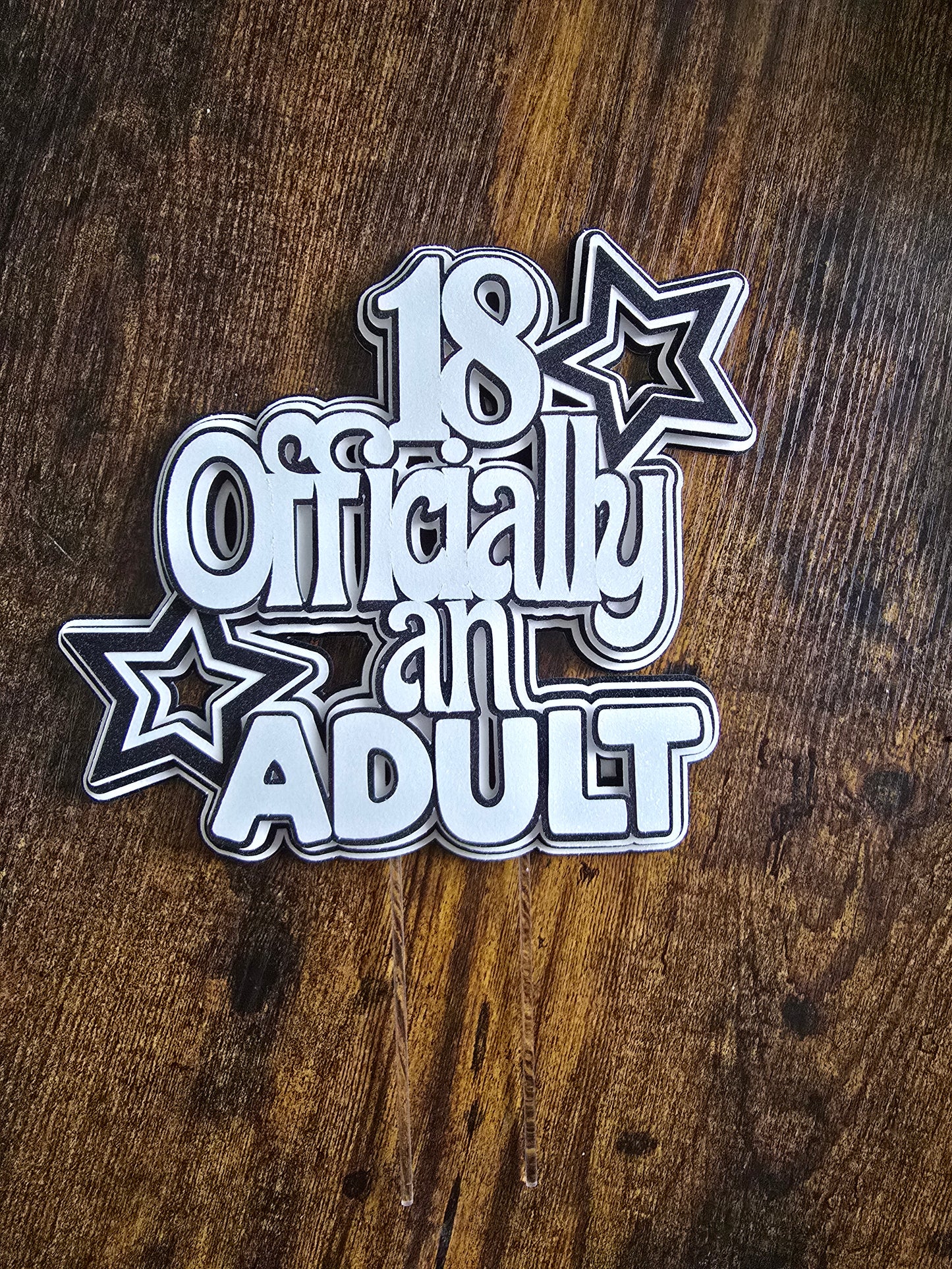 18 Officially an Adult Cake Topper – 18th Birthday Cake Decoration – Silver 18th Birthday Cake Topper