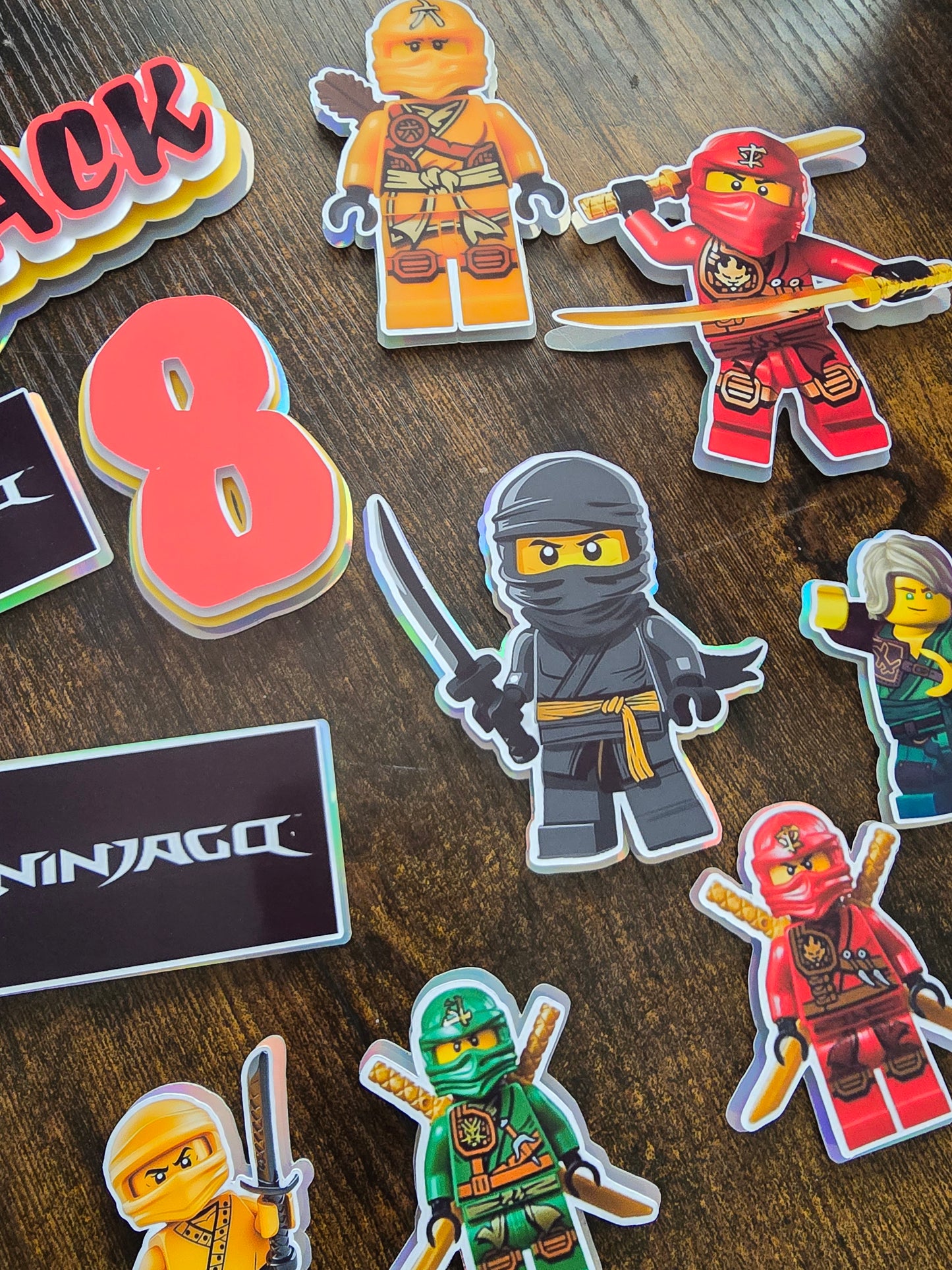 Personalised Ninja Warrior Cake Topper Set – Custom Name & Age Birthday Cake Decorations – Ninja Theme Party Cake Toppers