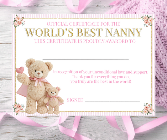 Personalised Mother's Day Certificate