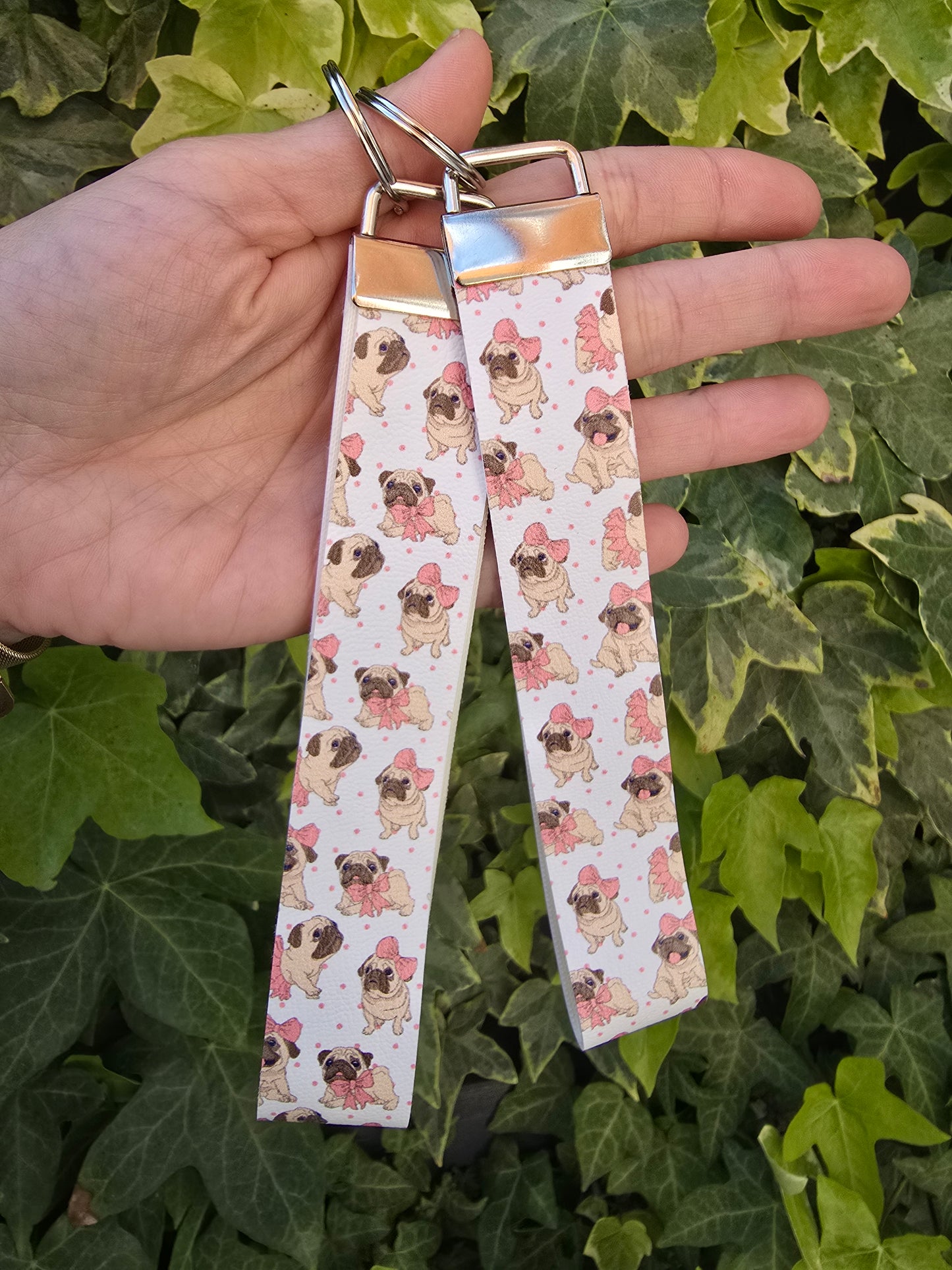 Pug With Bow Key Fob