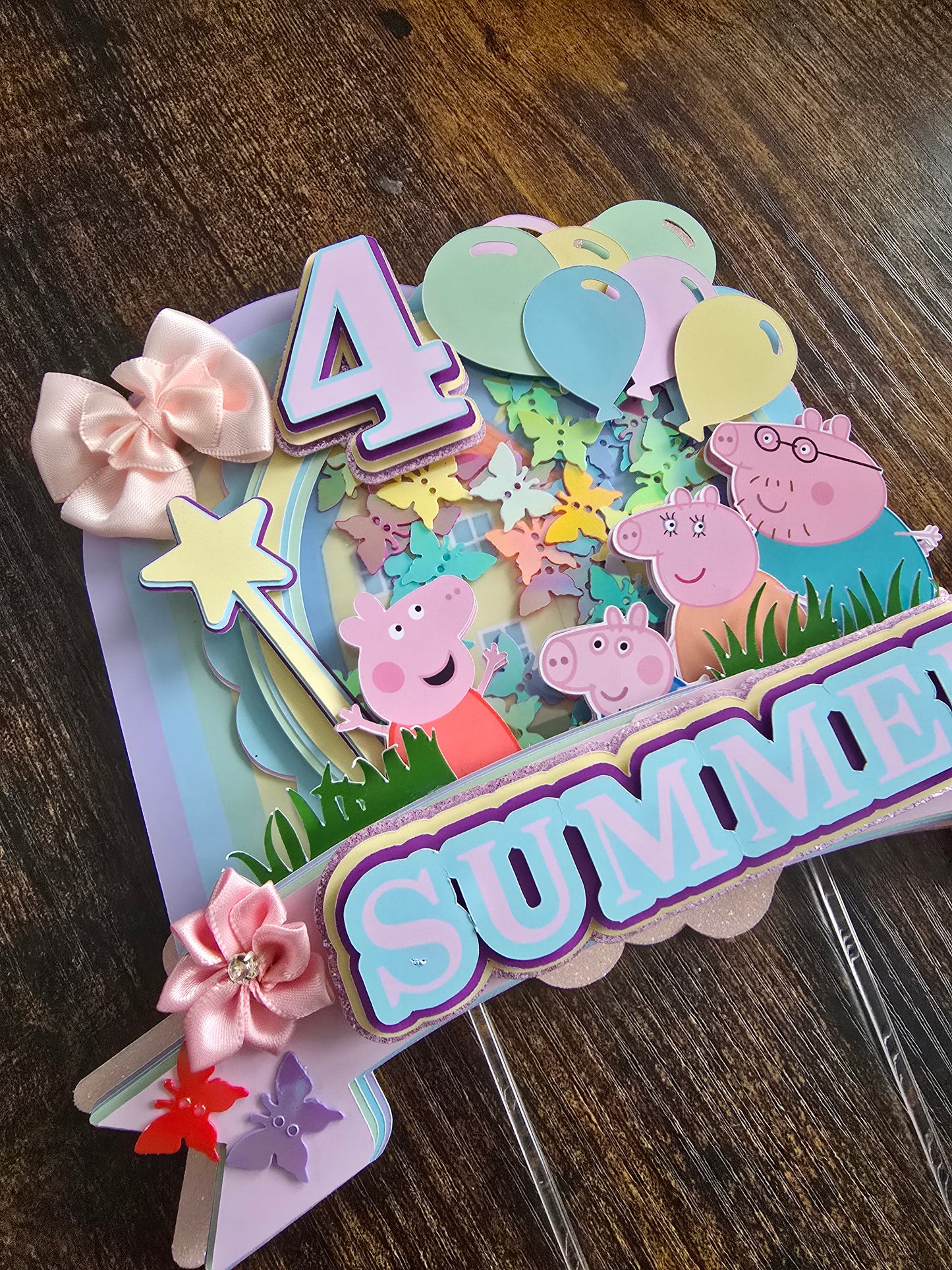 Personalised Peppa Pig Cake Topper – Rainbow Birthday Cake Topper – Peppa Pig Birthday Cake Decoration