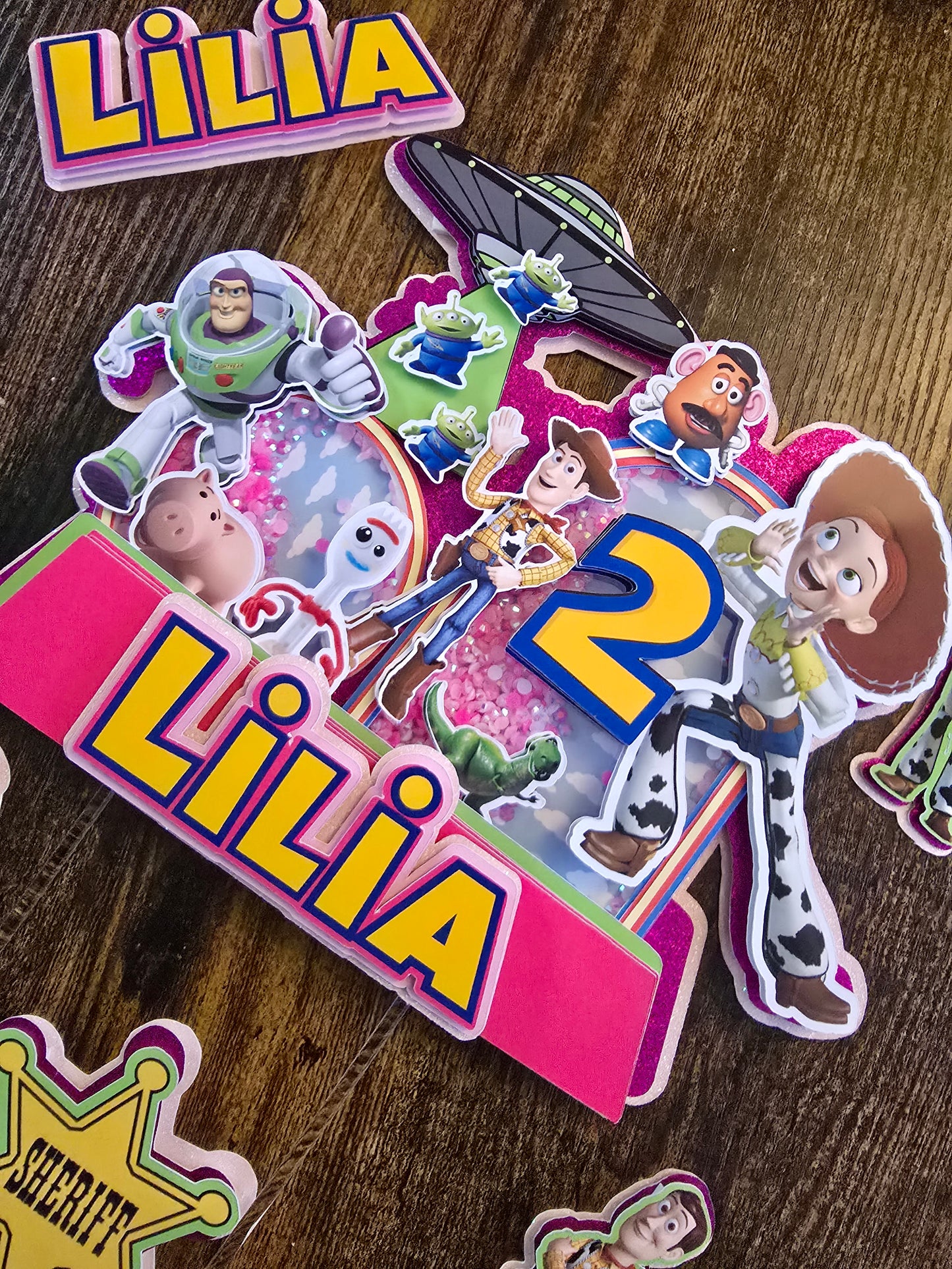 Personalised Toy Story Cake Topper – Sheriff Cowboy Birthday Cake Topper – Custom Name & Age Cake Decoration