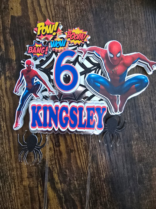 Superhero Inspired Cake Topper - Personalised Name & Age - Comic Style Birthday Decoration