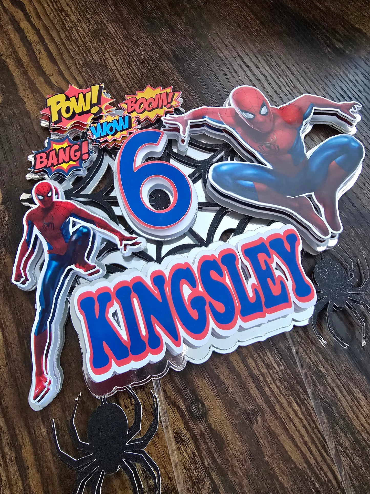 Superhero Inspired Cake Topper - Personalised Name & Age - Comic Style Birthday Decoration