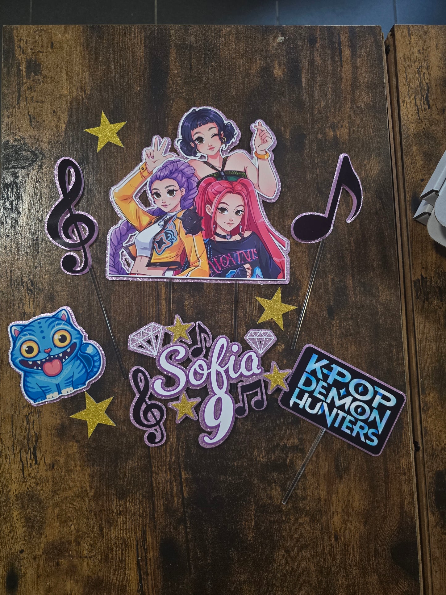 Personalised Pop Idol Cake Topper Set – Custom Name & Age Music Birthday Decoration – Pop Star Party Cake Decor