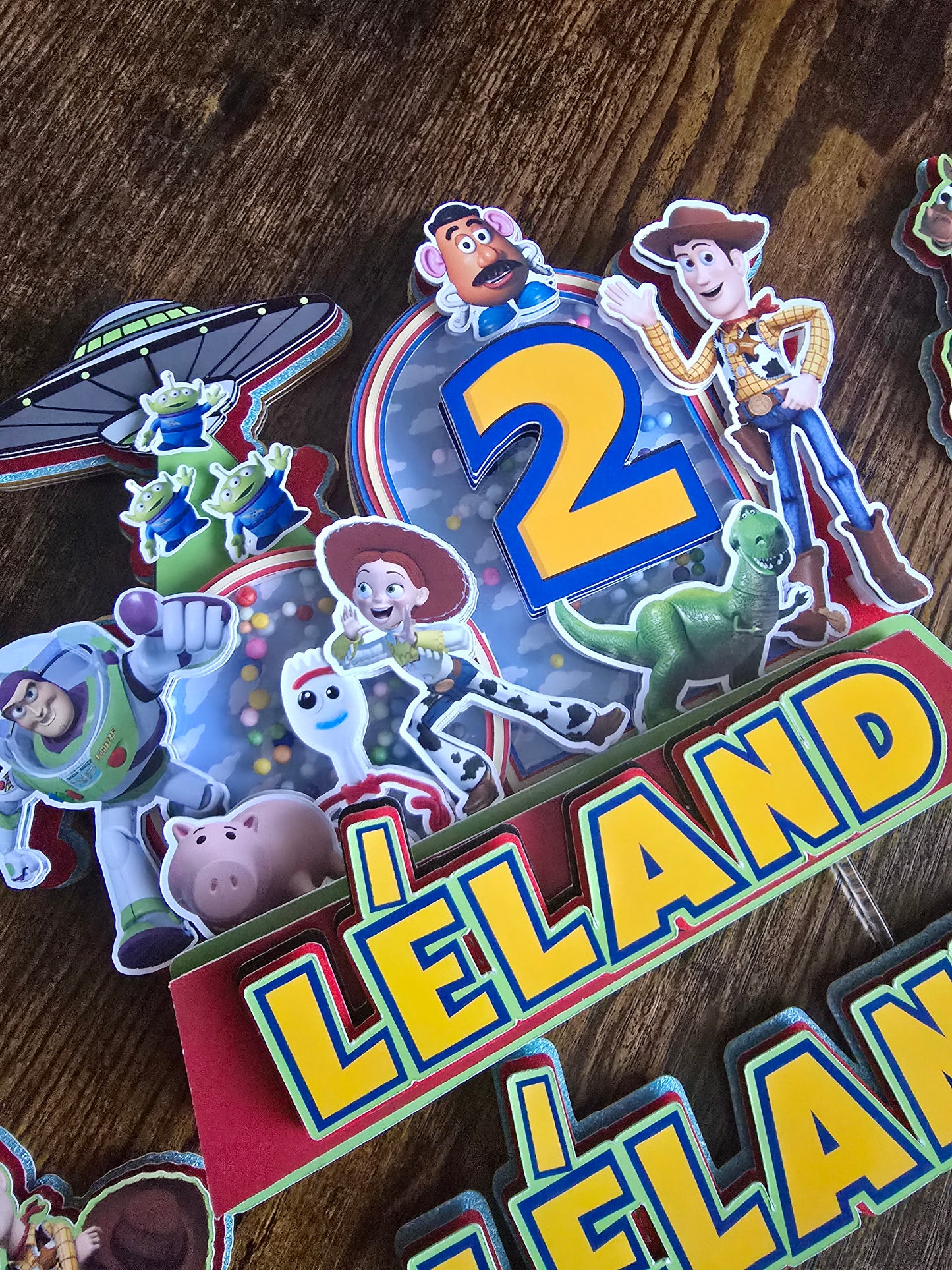 Cowboy Toy Adventure Cake Topper Set - Personalised Name & Age - Kids Birthday Cake Decorations