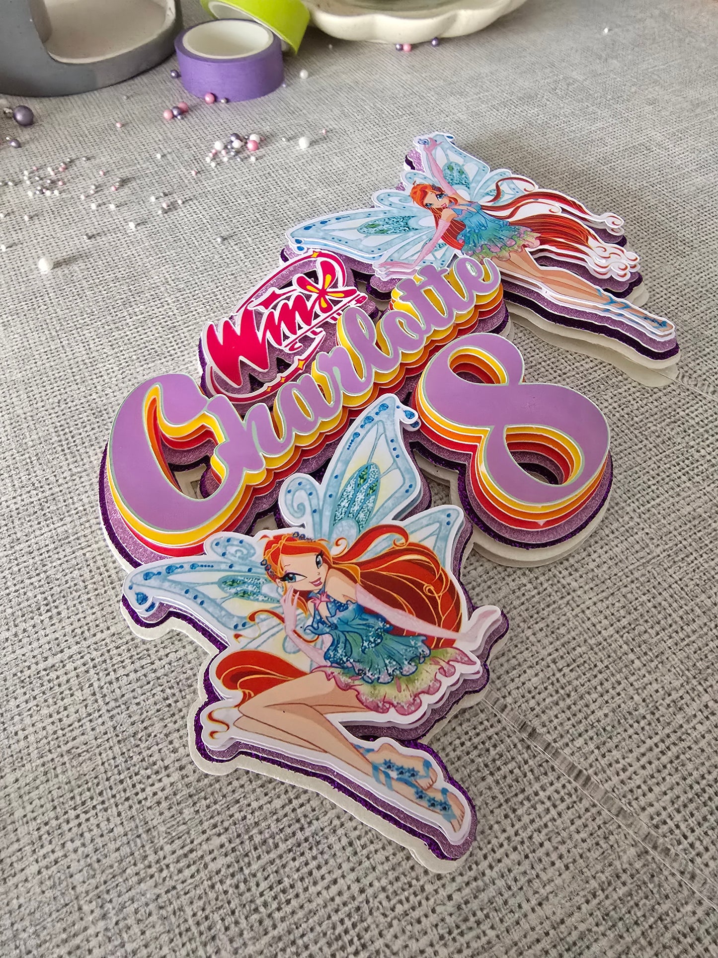 Personalised Fairy Birthday Cake Topper – Custom Name & Age Magical Fairy Party Decoration – Girls Birthday Cake Decor