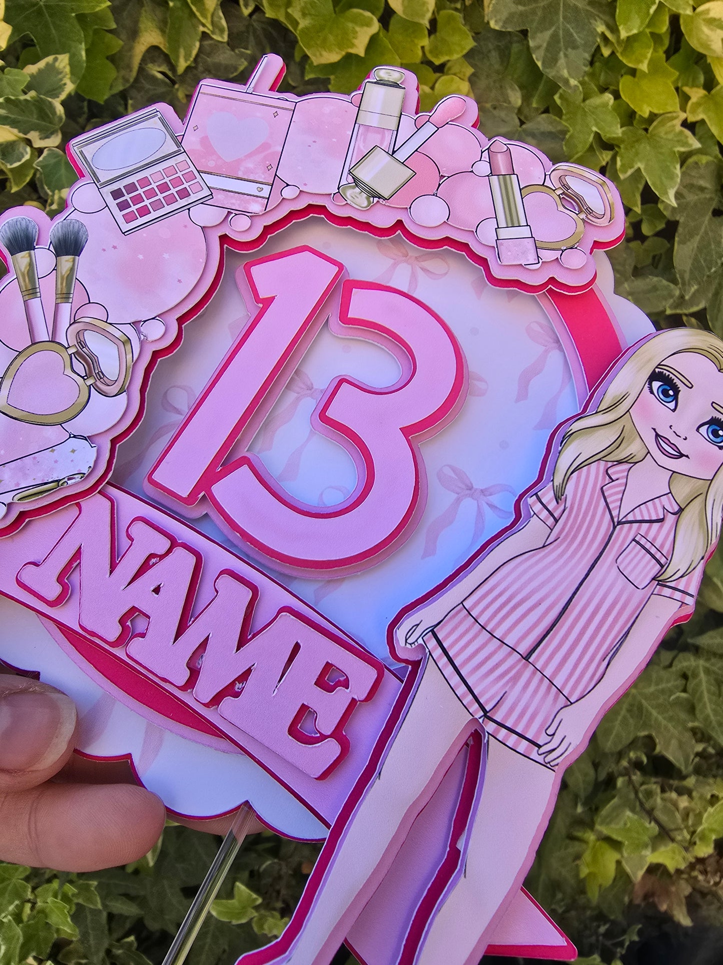 Pink Make Up Cake Topper