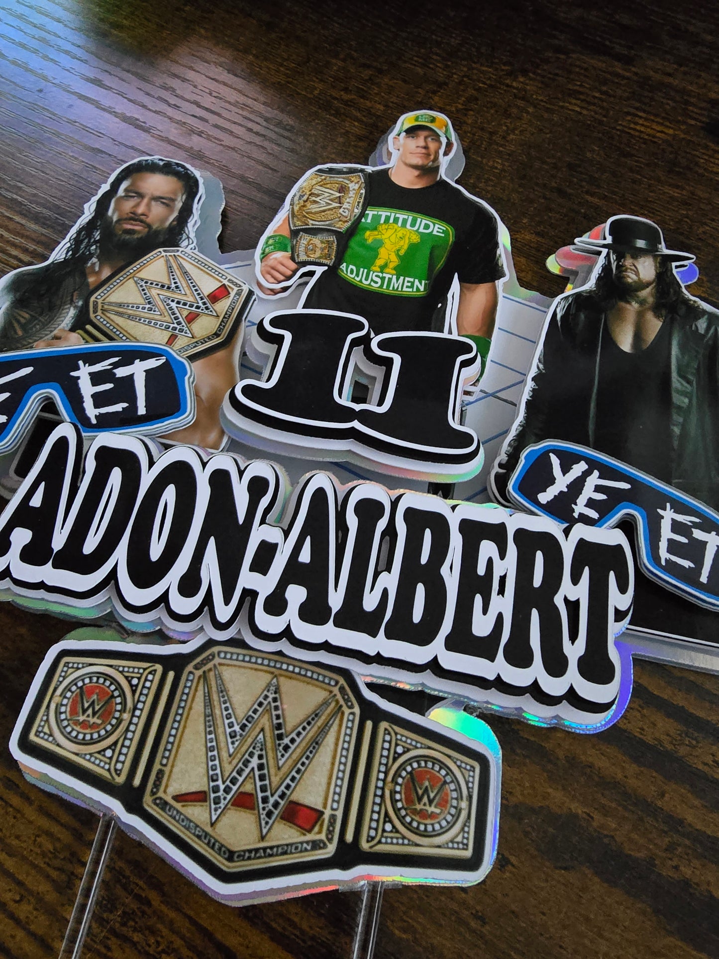 Personalised Wrestling Birthday Cake Topper – Custom Name & Age Champion Theme Decoration – Wrestling Party Cake Decor