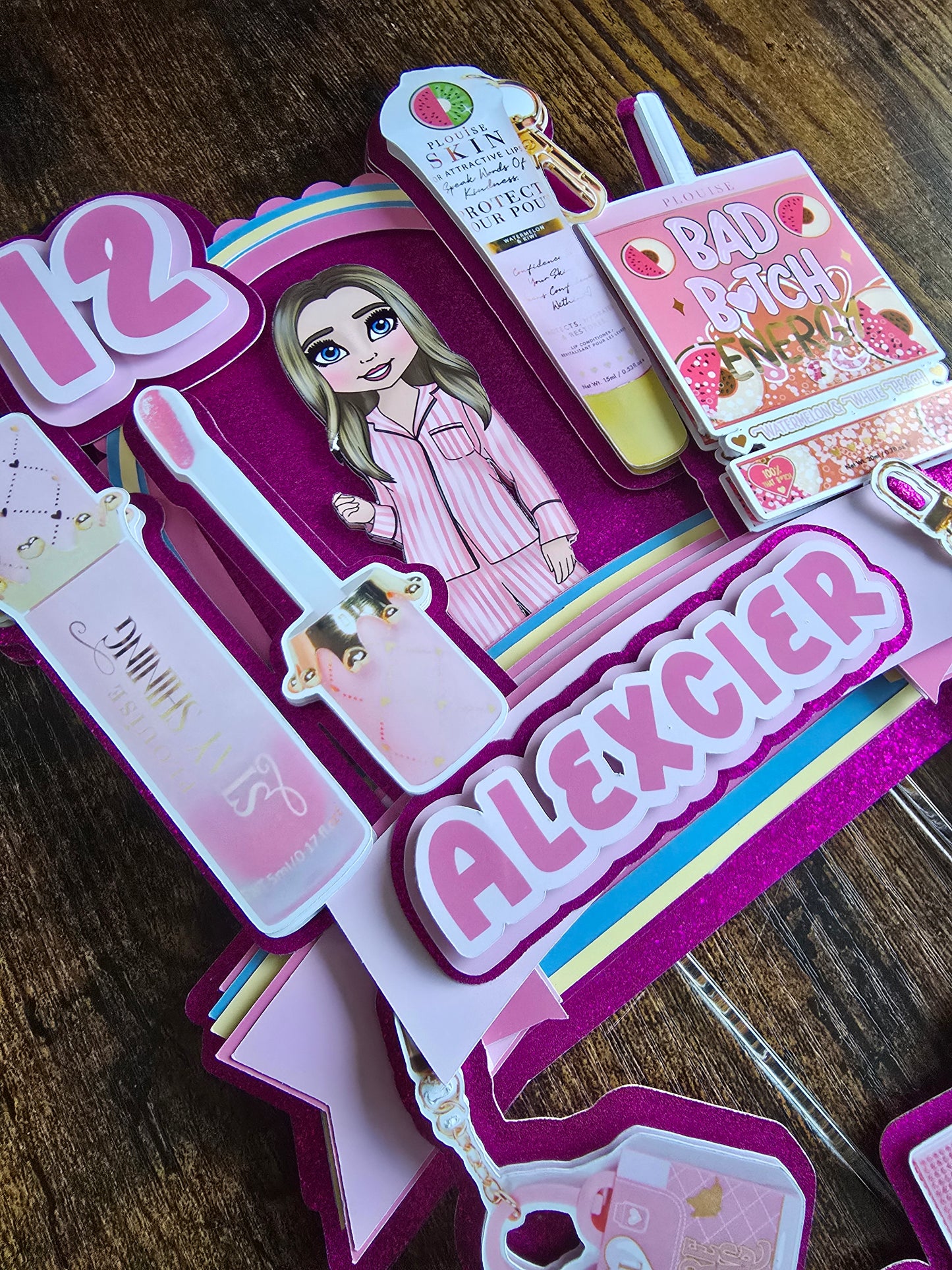 Pamper Party Cake Topper Set - Personalised Name & Age - Sleepover Birthday Cake Decorations
