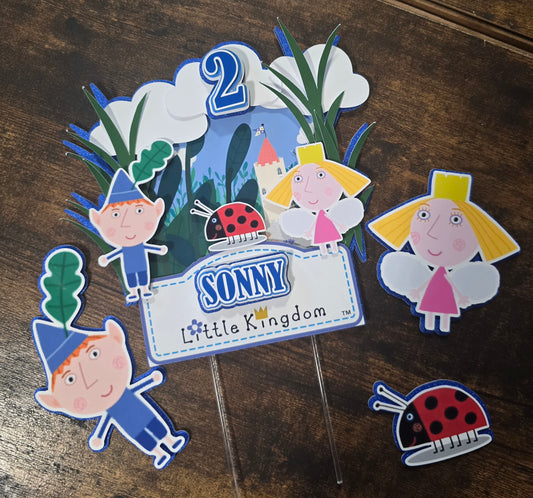 Magical Garden Birthday Cake Topper Set - Personalised Name & Age - Kids Fairy Garden Party Decorations