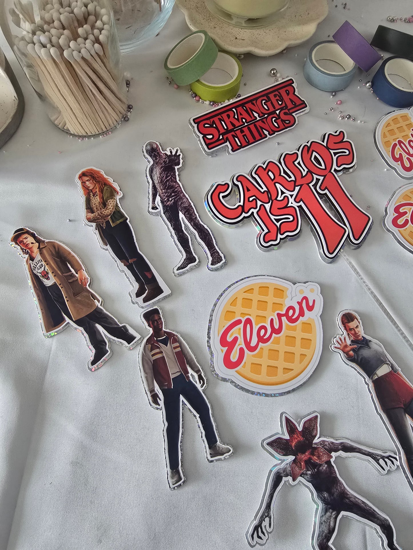 Upside Down Inspired Birthday Cake Topper Set – Personalised TV Theme Cake Decorations – Kids & Teen Birthday Cake Topper