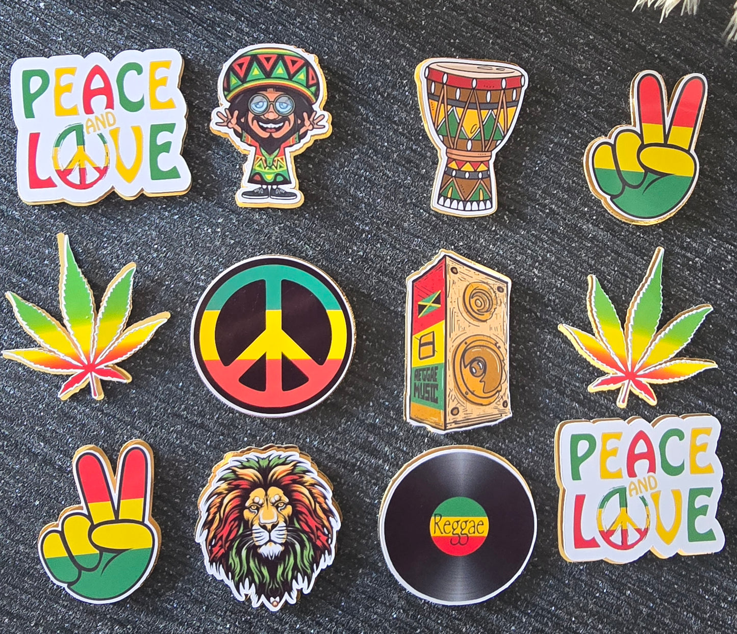 Reggae & Peace Theme Cupcake Topper Set 🌈🎶