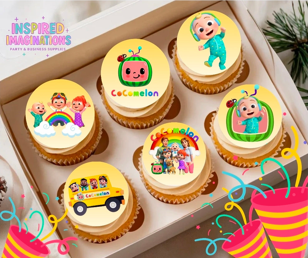 Baby Nursery Edible Cupcake Toppers – 12 Kids Cartoon Cupcake Decorations – Icing Sheet or Rice Paper Edible Cake Toppers