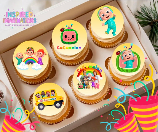 Baby Nursery Edible Cupcake Toppers – 12 Kids Cartoon Cupcake Decorations – Icing Sheet or Rice Paper Edible Cake Toppers